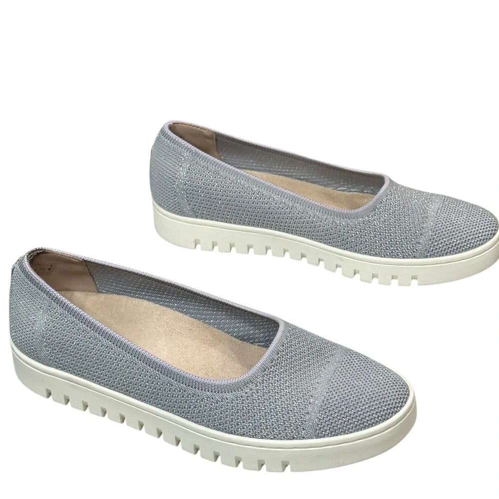 Vionic Uptown Skimmer Knit Shoes Womens 8.5 Gray Breathable Casual Comfort Flats